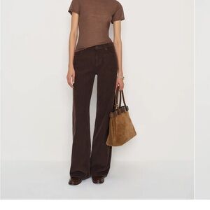 Reformation Coren Dark Brown Short Sleeve Turtleneck